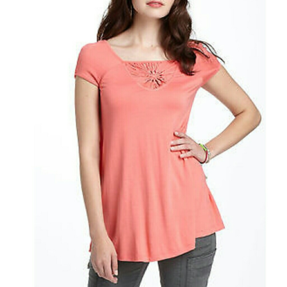 Vanessa Virginia Coral Woven Window Blouse